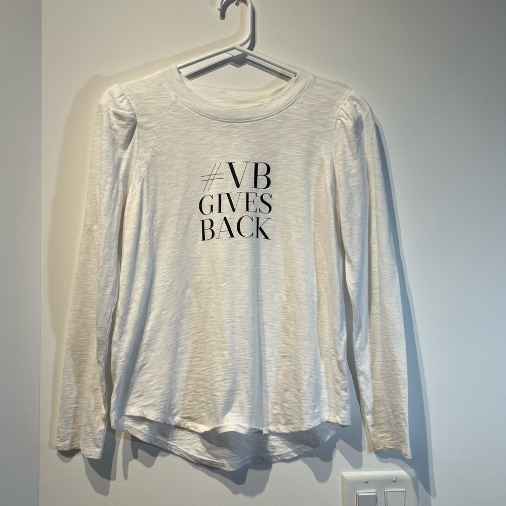 Veronica Beard White Long-Sleeve Tee with Black Logo